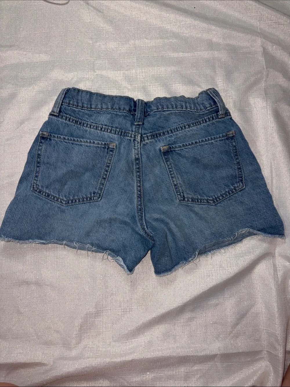 Old Navy Light Blue Denim Shorts with Embroidered Smile